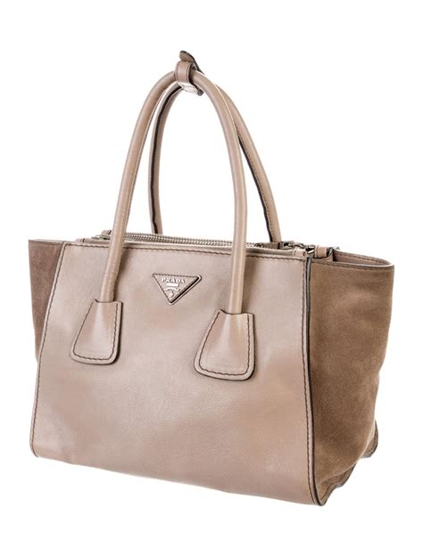 prada glace calf small twin pocket tote